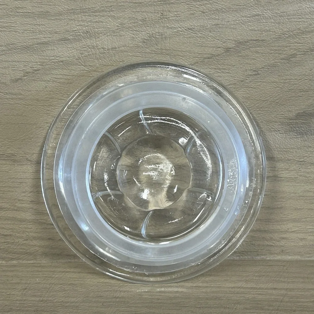 Verreries Du Gier Glass Canister France Juice Jar Flower shaped Lid Clear / Red